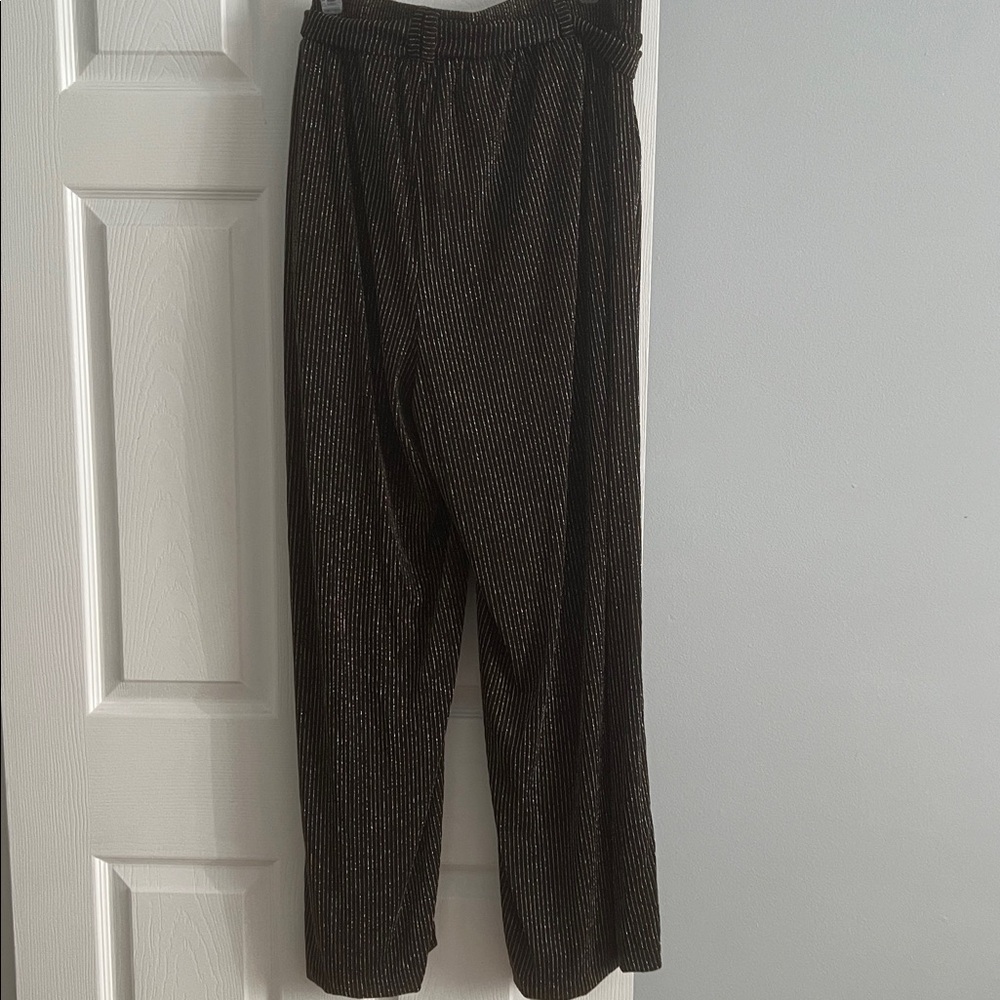 Torrid Black Wide Leg Pants with Silver & Gold PinStripes - Size 1X (14/16) NWT - Picture 5 of 11